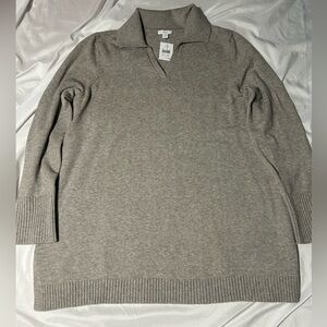 J. Jill Pure Jill Collared Sweater Tunic Grey Size Large
